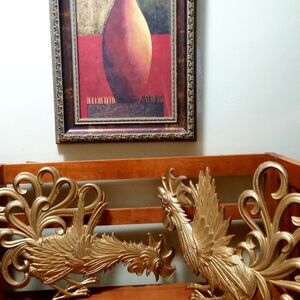 Pair VINTAGE Metal Roosters